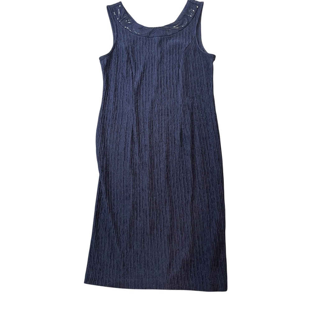 Maya Brooke 10 Navy Sleeveless Dress Sequin Work Polyester Blend